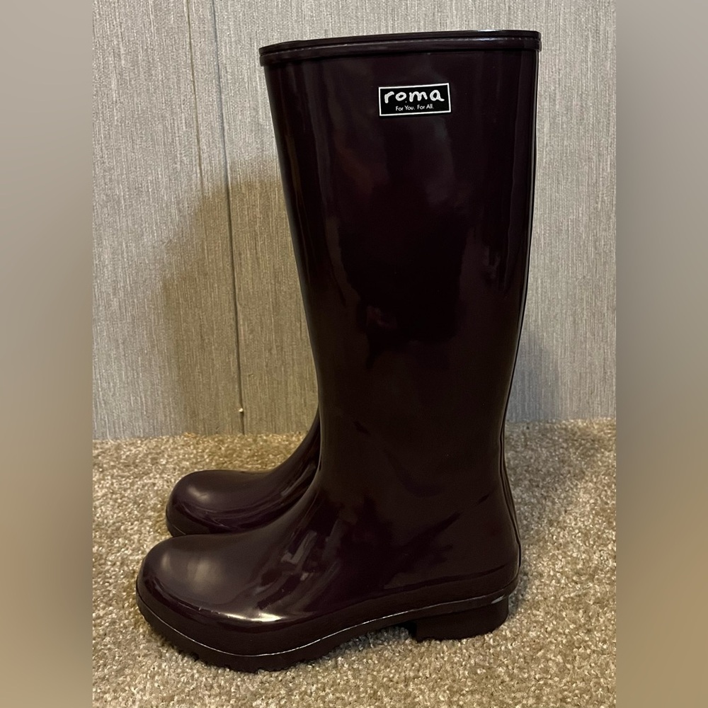 Roma EMMA Tall Vegan Rain Boots Purple size 7 - Picture 2 of 16